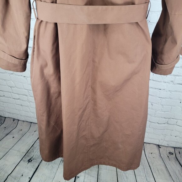 London Fog Brown Belted Faux Fur Removable Liner Buttoned Maincoat Over Coat 16R - Picture 11 of 16